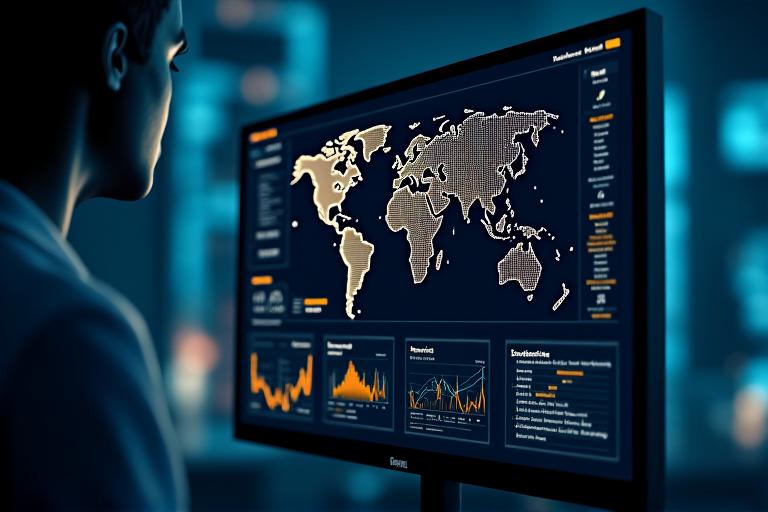 KI-gesteuertes Big Data Analytics Dashboard mit verschiedenen Datenvisualisierungen
